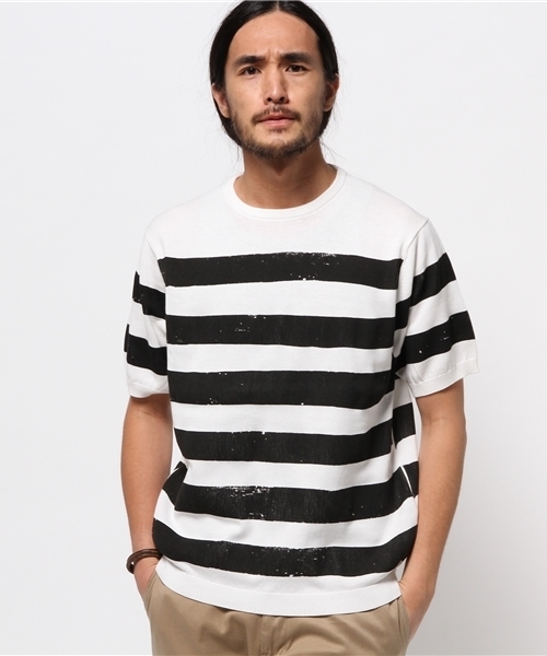 EDIFICE（エディフィス）の「◇PRINTボーダー ショートスリーブ ニット（ニット/セーター・メンズ・ブルー系その他/グリーン/レッド/ブラック・48/46/44）」の19枚目の写真