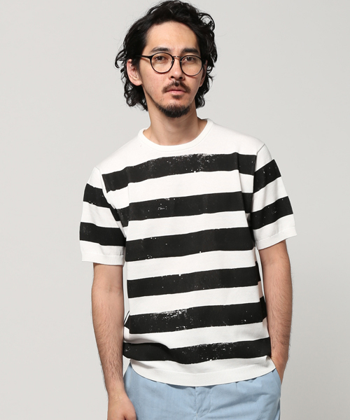 EDIFICE（エディフィス）の「◇PRINTボーダー ショートスリーブ ニット（ニット/セーター・メンズ・ブルー系その他/グリーン/レッド/ブラック・48/46/44）」の20枚目の写真