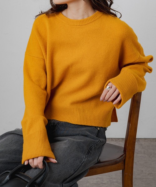 PUAL CE CIN（ピュアルセシン）の「ウール100ショート丈ニットプルオーバー（ニット/セーター・レディース・ブルー/グレー/ベージュ/オレンジ/ブラック・FREE）」の5枚目の写真