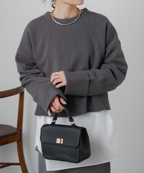 PUAL CE CIN（ピュアルセシン）の「ウール100ショート丈ニットプルオーバー（ニット/セーター・レディース・ブルー/グレー/ベージュ/オレンジ/ブラック・FREE）」の12枚目の写真