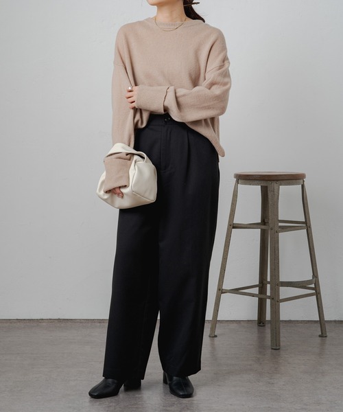 PUAL CE CIN（ピュアルセシン）の「ウール100ショート丈ニットプルオーバー（ニット/セーター・レディース・ブルー/グレー/ベージュ/オレンジ/ブラック・FREE）」の8枚目の写真