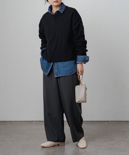 PUAL CE CIN（ピュアルセシン）の「ウール100ショート丈ニットプルオーバー（ニット/セーター・レディース・ブルー/グレー/ベージュ/オレンジ/ブラック・FREE）」の19枚目の写真