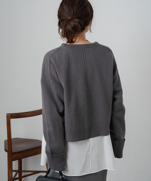 PUAL CE CIN（ピュアルセシン）の「ウール100ショート丈ニットプルオーバー（ニット/セーター・レディース・ブルー/グレー/ベージュ/オレンジ/ブラック・FREE）」の13枚目の写真