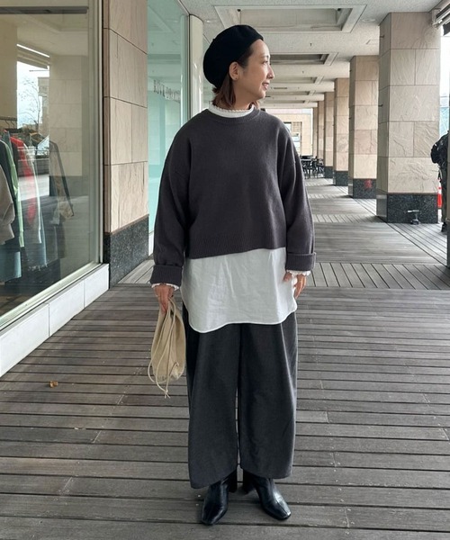 PUAL CE CIN（ピュアルセシン）の「ウール100ショート丈ニットプルオーバー（ニット/セーター・レディース・ブルー/グレー/ベージュ/オレンジ/ブラック・FREE）」の15枚目の写真