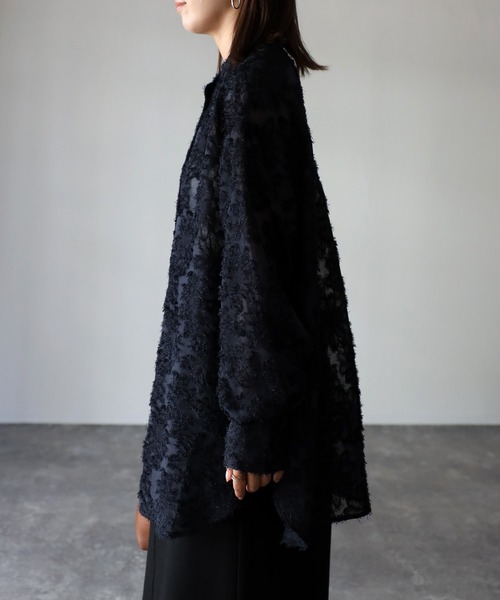 Riberry（リベリー）の「ジャガードフリンジシアーシャツ（シャツ/ブラウス・レディース・アイボリー/ブラック/ネイビー・FREE）」の13枚目の写真