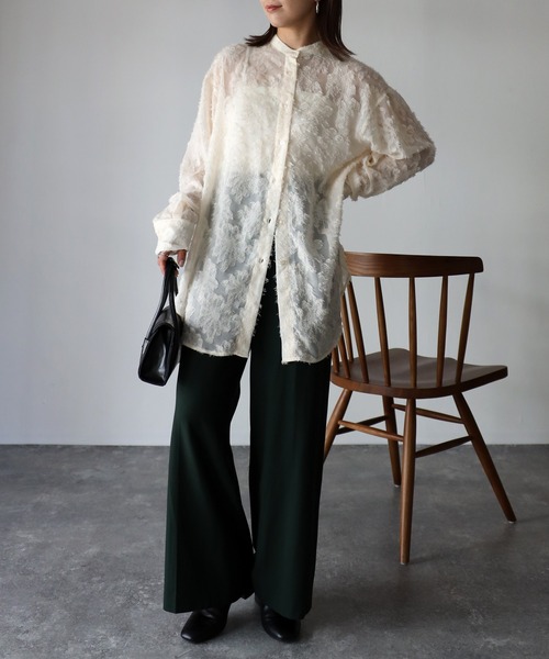 Riberry（リベリー）の「ジャガードフリンジシアーシャツ（シャツ/ブラウス・レディース・アイボリー/ブラック/ネイビー・FREE）」の19枚目の写真