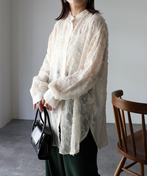 Riberry（リベリー）の「ジャガードフリンジシアーシャツ（シャツ/ブラウス・レディース・アイボリー/ブラック/ネイビー・FREE）」の17枚目の写真