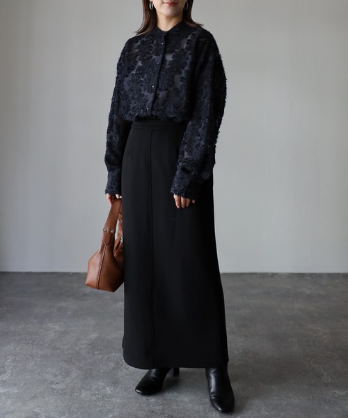 Riberry（リベリー）の「ジャガードフリンジシアーシャツ（シャツ/ブラウス・レディース・アイボリー/ブラック/ネイビー・FREE）」の8枚目の写真