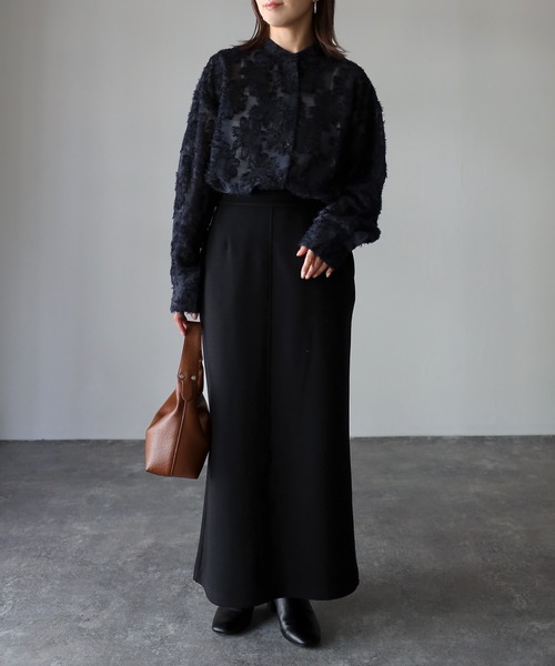 Riberry（リベリー）の「ジャガードフリンジシアーシャツ（シャツ/ブラウス・レディース・アイボリー/ブラック/ネイビー・FREE）」の9枚目の写真