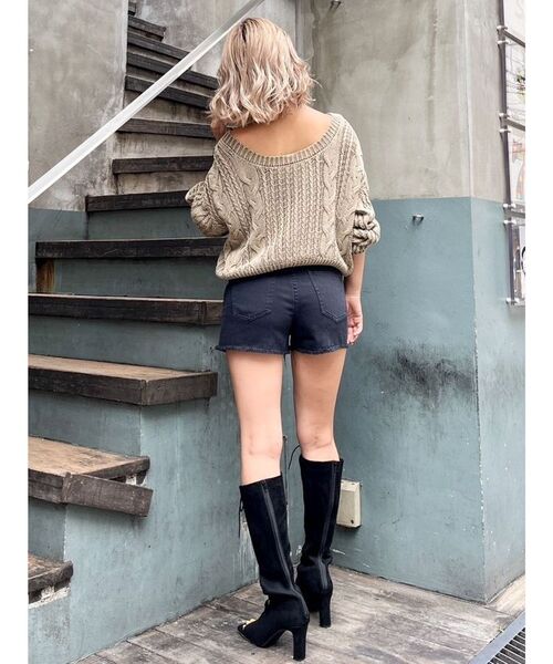 GYDA(ジェイダ)の「2WAYメッシュスリーブブリーチニットトップス(ニット/セーター・レディース・ネイビー/ベージュ/オリーブ・FREE)」の9枚目の写真