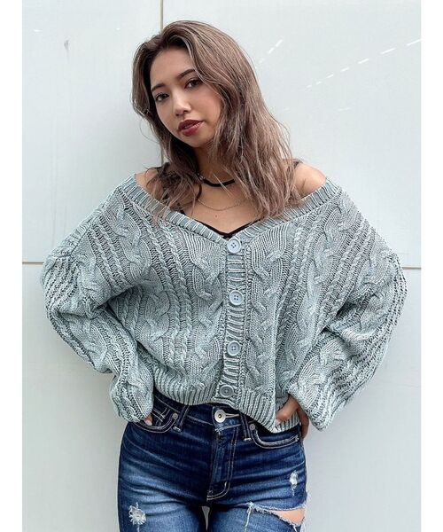 GYDA(ジェイダ)の「2WAYメッシュスリーブブリーチニットトップス(ニット/セーター・レディース・ネイビー/ベージュ/オリーブ・FREE)」の11枚目の写真