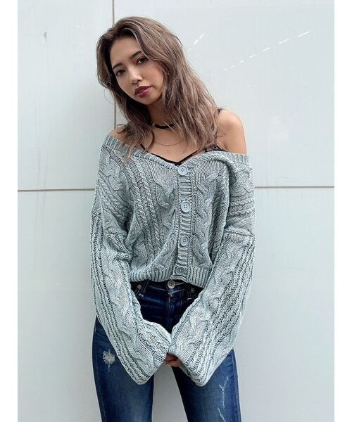 GYDA(ジェイダ)の「2WAYメッシュスリーブブリーチニットトップス(ニット/セーター・レディース・ネイビー/ベージュ/オリーブ・FREE)」の12枚目の写真