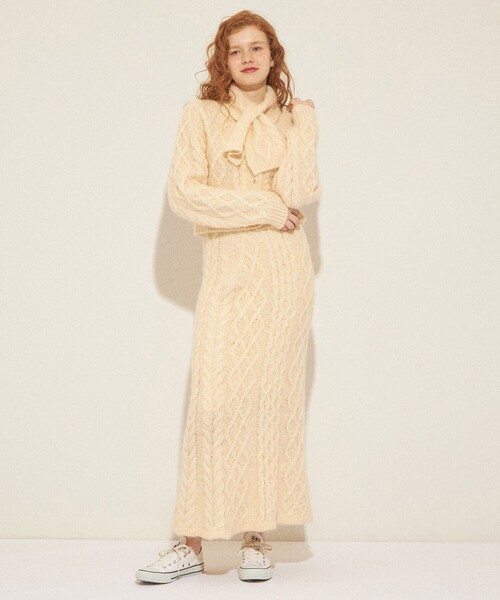 ME COUTURE(ミークチュール)の「モヘヤシャギーケーブルニットスカート(スカート・レディース・ライトグリーン/アイボリー/ピンク・FREE)」の16枚目の写真