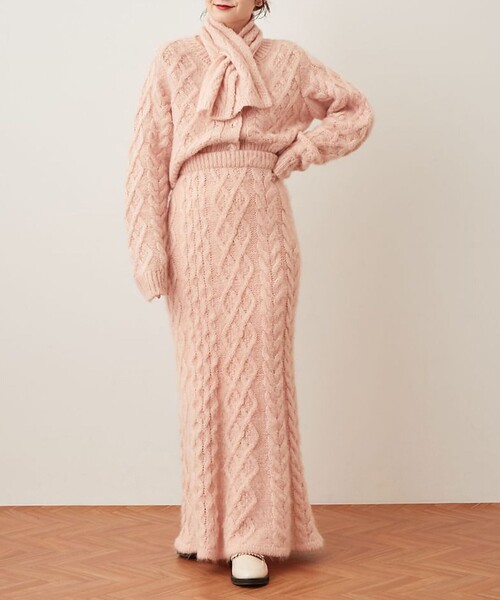 ME COUTURE モヘヤシャギーケーブルニットスカート セール】モヘヤシャギーケーブルニットスカート（スカート）｜ME