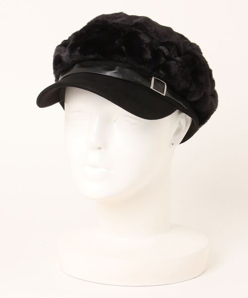 cachenez（カシュネ）の「カシュネ cache nez / ベルト付フェイクファーキャスケット（キャスケット・レディース・ベージュ/ブラック/ブラウン・FREE）」の2枚目の写真