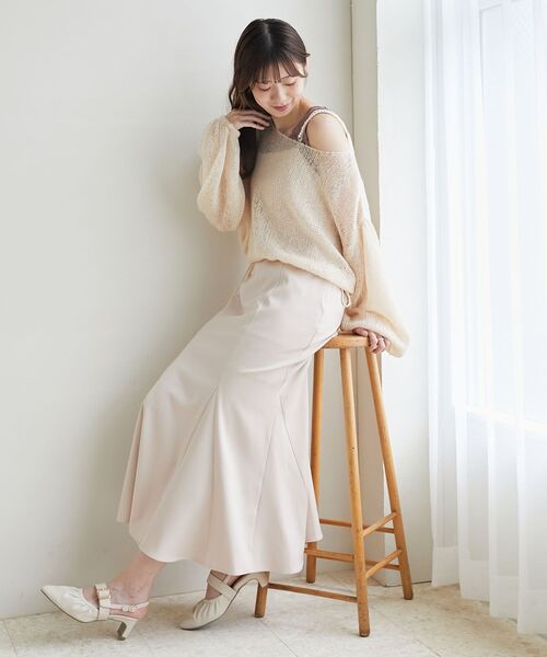 MAJESTIC LEGON(マジェスティックレゴン)の「ドロストメッシュニット(ニット/セーター・レディース・アイボリー/チャコールグレー/ピンク・MEDIUM)」の4枚目の写真