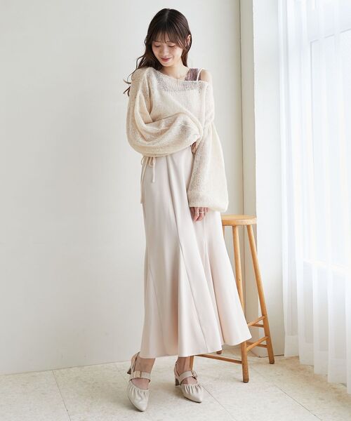 MAJESTIC LEGON(マジェスティックレゴン)の「ドロストメッシュニット(ニット/セーター・レディース・アイボリー/チャコールグレー/ピンク・MEDIUM)」の5枚目の写真