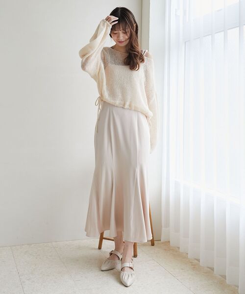 MAJESTIC LEGON(マジェスティックレゴン)の「ドロストメッシュニット(ニット/セーター・レディース・アイボリー/チャコールグレー/ピンク・MEDIUM)」の6枚目の写真