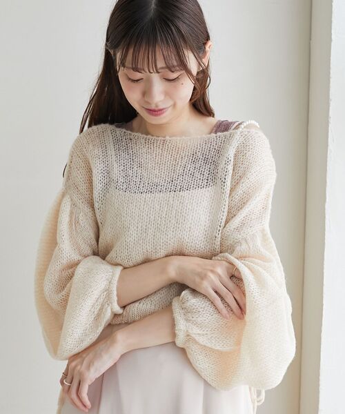 MAJESTIC LEGON(マジェスティックレゴン)の「ドロストメッシュニット(ニット/セーター・レディース・アイボリー/チャコールグレー/ピンク・MEDIUM)」の9枚目の写真