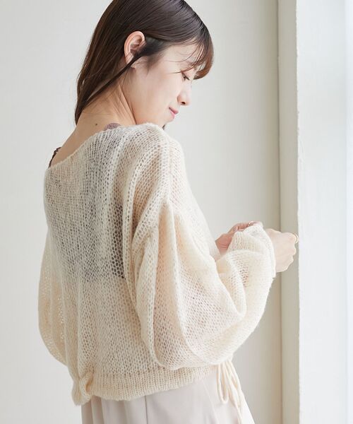 MAJESTIC LEGON(マジェスティックレゴン)の「ドロストメッシュニット(ニット/セーター・レディース・アイボリー/チャコールグレー/ピンク・MEDIUM)」の10枚目の写真