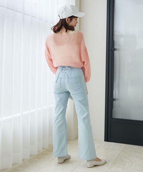 MAJESTIC LEGON(マジェスティックレゴン)の「ドロストメッシュニット(ニット/セーター・レディース・アイボリー/チャコールグレー/ピンク・MEDIUM)」の14枚目の写真