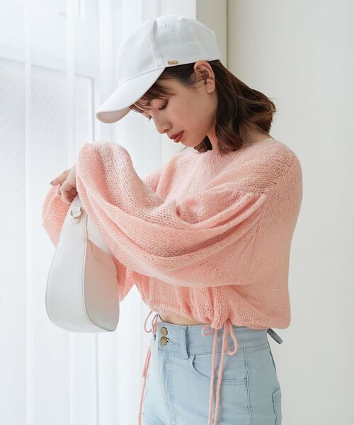 MAJESTIC LEGON(マジェスティックレゴン)の「ドロストメッシュニット(ニット/セーター・レディース・アイボリー/チャコールグレー/ピンク・MEDIUM)」の17枚目の写真