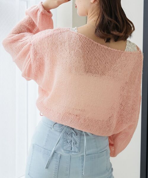 MAJESTIC LEGON(マジェスティックレゴン)の「ドロストメッシュニット(ニット/セーター・レディース・アイボリー/チャコールグレー/ピンク・MEDIUM)」の18枚目の写真