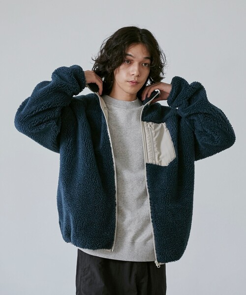 coen(コーエン)の「<Parknik>ボアフリーススタンドブルゾン(ブルゾン・メンズ・ナチュラル/ネイビー・XL/L/M/S)」の10枚目の写真