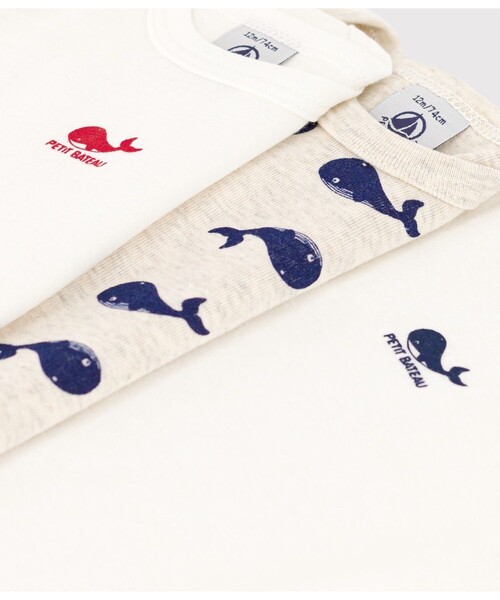 PETIT BATEAU(プチバトー)の「長袖ボディ3枚組(ロンパース・キッズ・ホワイト系その他・12MONTH/24MONTH/6MONTH/18MONTH)」の3枚目の写真