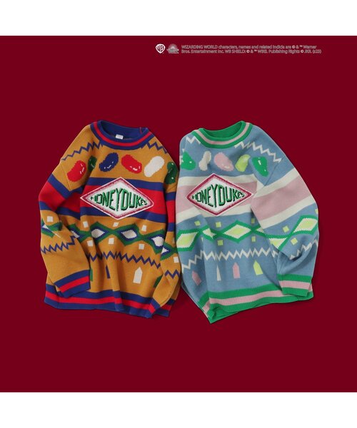 BREEZE（ブリーズ）の「【ハリー・ポッター】HONEY DUKES総柄ニット（ニット/セーター・キッズ・イエロー/サックスブルー・140/90/100/120）」の3枚目の写真