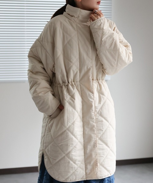 sakishimatokyo（サキシマトーキョー）の「【選べる着丈】中綿ダイヤキルティングコート＜フード部分取外し可能＞ /パディング（ノーカラーコート・レディース・アイボリー/ネイビー/ブラック/ブラック系その他/ブルー系その他/ホワイト系その他・FREE）」の22枚目の写真