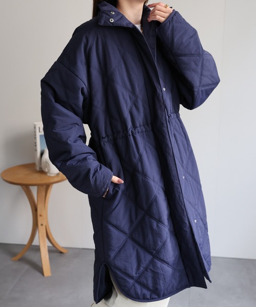 セール】【選べる着丈】中綿ダイヤキルティングコート＜フード部分