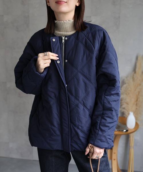 セール】【選べる着丈】中綿ダイヤキルティングコート＜フード部分