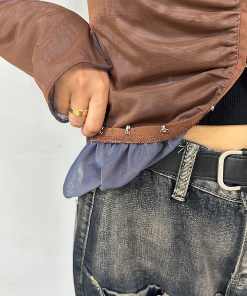 Six M（シックスエム）の「【Six M/シックスエム】ギャザーホックトップス（Tシャツ/カットソー・レディース・ブラック/ブラウン・FREE）」の8枚目の写真