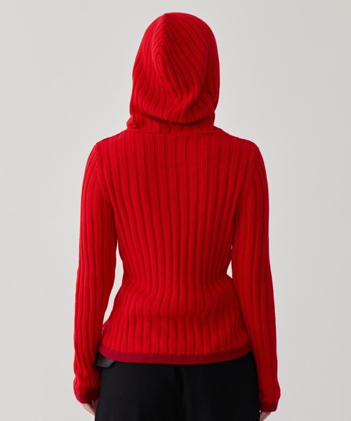 Jaded☆4ever ニットフーディ レッド【英国発】 ノルディック 雪柄 セーター ニット 赤 LANDS'END ランズエンド