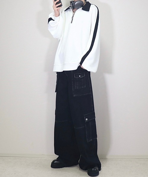 ルーズ ハーフジップサイドラインスウェット（スウェット）｜Loose/ルース（ルース）