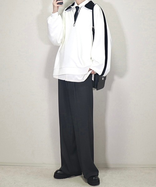 ルーズ ハーフジップサイドラインスウェット（スウェット）｜Loose/ルース（ルース）