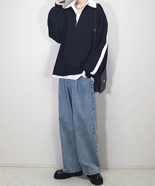 ルーズ ハーフジップサイドラインスウェット（スウェット）｜Loose/ルース（ルース）