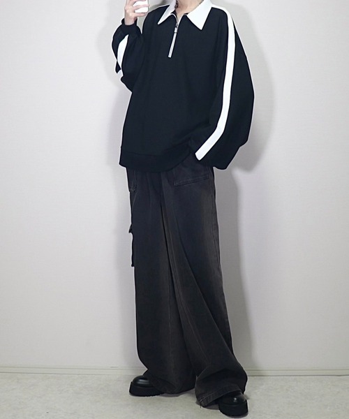 ルーズ ハーフジップサイドラインスウェット（スウェット）｜Loose/ルース（ルース）