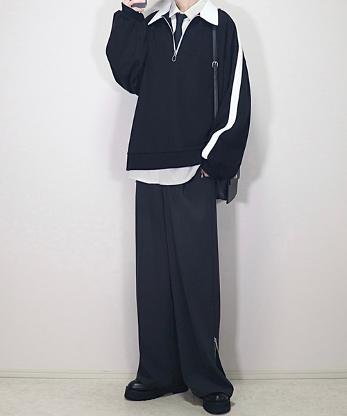 ルーズ ハーフジップサイドラインスウェット（スウェット）｜Loose/ルース（ルース）