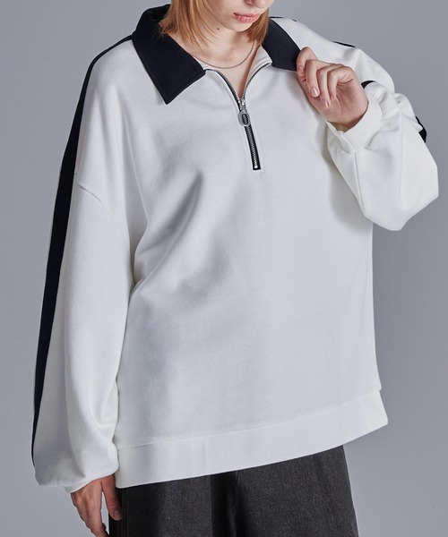 ルーズ ハーフジップサイドラインスウェット（スウェット）｜Loose/ルース（ルース）