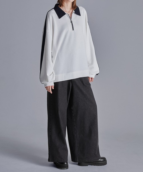 ルーズ ハーフジップサイドラインスウェット（スウェット）｜Loose/ルース（ルース）