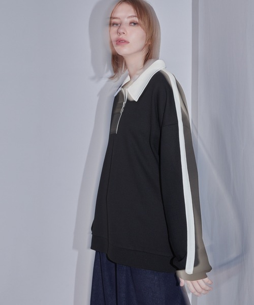 ルーズ ハーフジップサイドラインスウェット（スウェット）｜Loose/ルース（ルース）