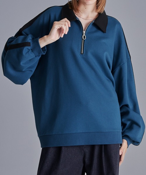 ルーズ ハーフジップサイドラインスウェット（スウェット）｜Loose/ルース（ルース）