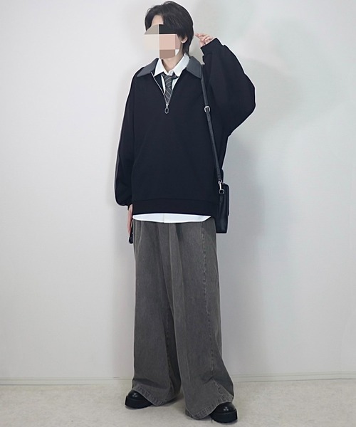 ルーズ ハーフジップサイドラインスウェット（スウェット）｜Loose/ルース（ルース）