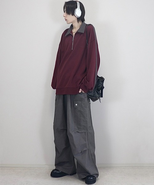 ルーズ ハーフジップサイドラインスウェット（スウェット）｜Loose/ルース（ルース）