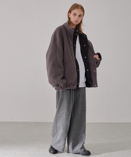 セール】リバーシブル ナイロン×フリース オーバートラックブルゾン