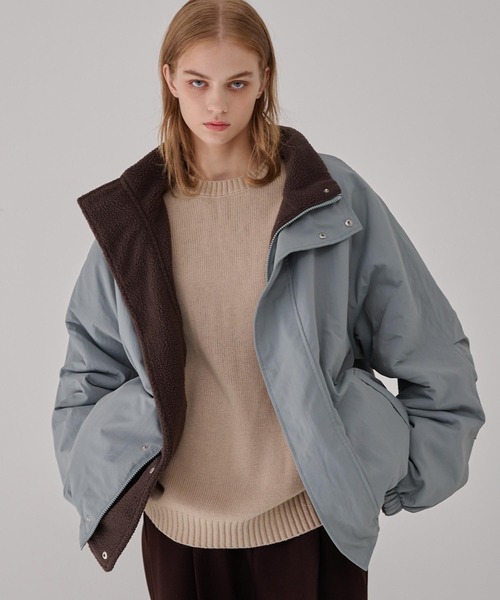 EMMA CLOTHES(エマクローズ)の「リバーシブル ナイロン×フリース オーバートラックブルゾン(ブルゾン・メンズ・ブラック/アイボリー系/グレー系/ブルー系/グレー/チャコール/グレイッシュベージュ/グレイッシュブルー・L/M)」の14枚目の写真