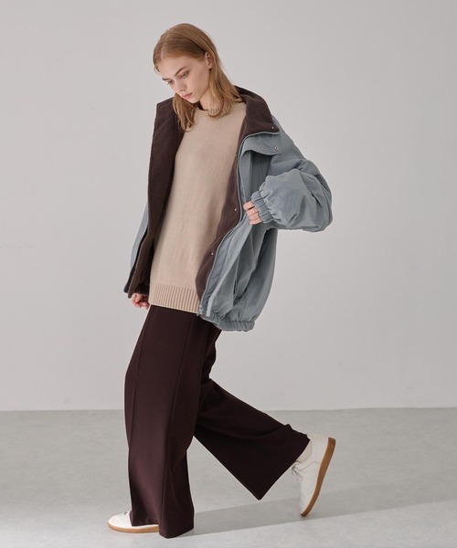 EMMA CLOTHES(エマクローズ)の「リバーシブル ナイロン×フリース オーバートラックブルゾン(ブルゾン・メンズ・ブラック/アイボリー系/グレー系/ブルー系/グレー/チャコール/グレイッシュベージュ/グレイッシュブルー・L/M)」の17枚目の写真