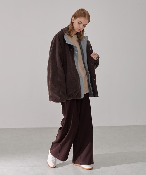 EMMA CLOTHES(エマクローズ)の「リバーシブル ナイロン×フリース オーバートラックブルゾン(ブルゾン・メンズ・ブラック/アイボリー系/グレー系/ブルー系/グレー/チャコール/グレイッシュベージュ/グレイッシュブルー・L/M)」の19枚目の写真